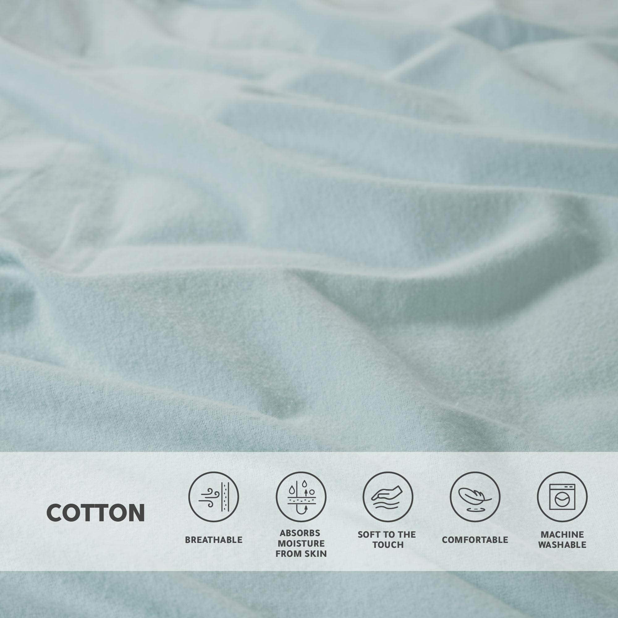 Comfort Spaces Cotton Flannel Breathable Warm Deep Pocket Sheets With Pillow Case Bedding, Full, Aqua Solid 4 Piece