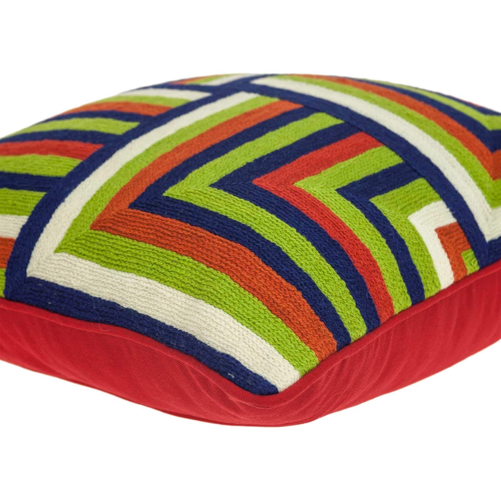 HomeRoots 100% Cotton 20' X 7' X 20' Handmade Multicolored Cotton Pillow Cover with Down Insert