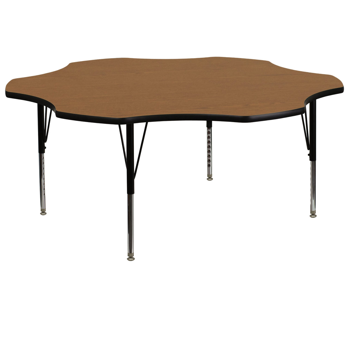 Flash Furniture Wren 60'' Flower Oak Thermal Laminate Activity Table - Height Adjustable Short Legs