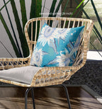 HomeRoots 18' X 18' Blue Aqua and White Broadcloth Floral Throw Pillow