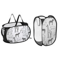 2 Pack Foldable Mesh Laundry Baskets,Animal Pattern Dirty Clothes Washing Laundry Basket Pop Up Hampers with Carry Handles for B