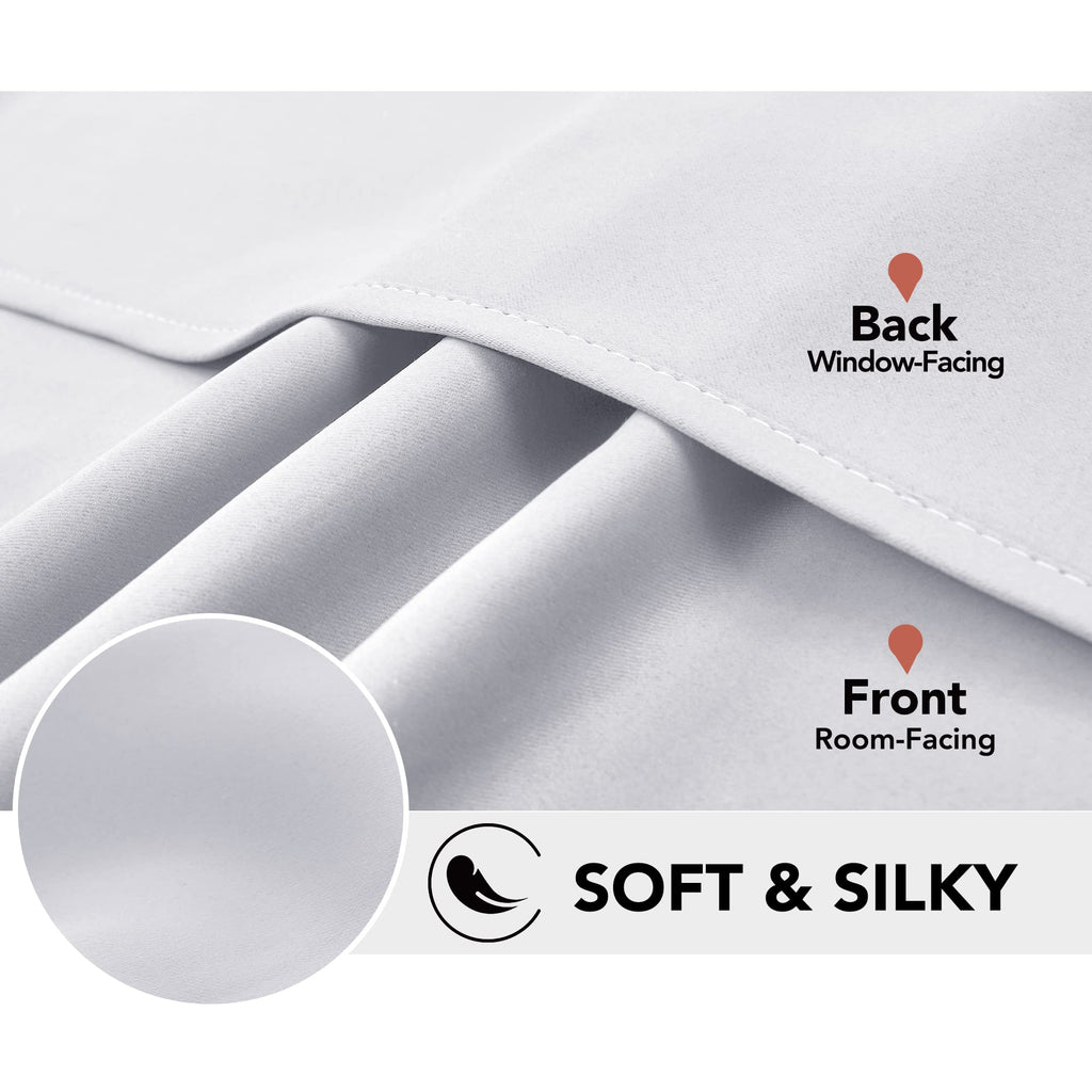 Deconovo Thermal Insulated Blackout Curtains Room Darkening & Energy Saving Solid Grommet Top Curtain Panels For Home Decor Bedroom Windows 2 Panels, Light Silver Grey, 42Wx84L In
