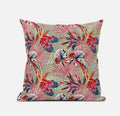 HomeRoots Black Blue 18â€ Red Gold Tropical Zippered Suede Throw Pillow