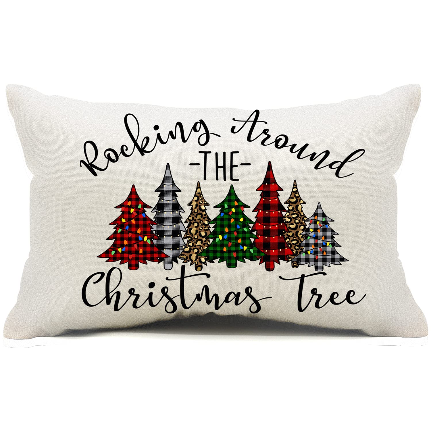 Dfxsz Christmas Pillow Covers 12X20 Inch Christmas Tree Buffalo Porch Lumbar Pillow Covers Decor Farmhouse Outdoor Pillowcase Fo