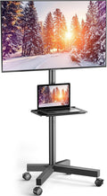 PERLESMITH Mobile TV Cart with Wheels for 23-60 Inch LCD LED OLED Flat Curved Screen Outdoor TVs Height Adjustable Shelf Floor S