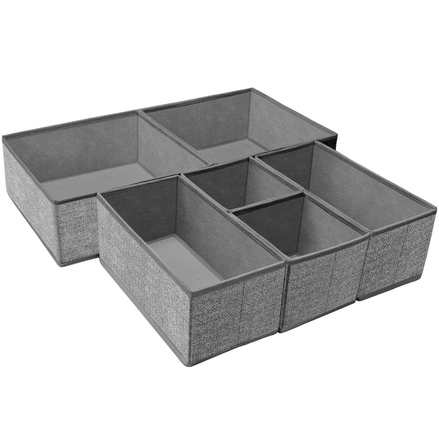 Criusia Underwear Drawer Organizer, 6 Set Foldable Underwear Drawer Organizer and Closet Dividers,Storage Box for Clothes, Socks