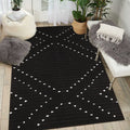 LIVEBOX Boho Black Rug 5 x 7 Large Washable for Living Room,Moroccan Cotton Bedroom Indoor Outdoor Throw Area Thin Carprt for 
