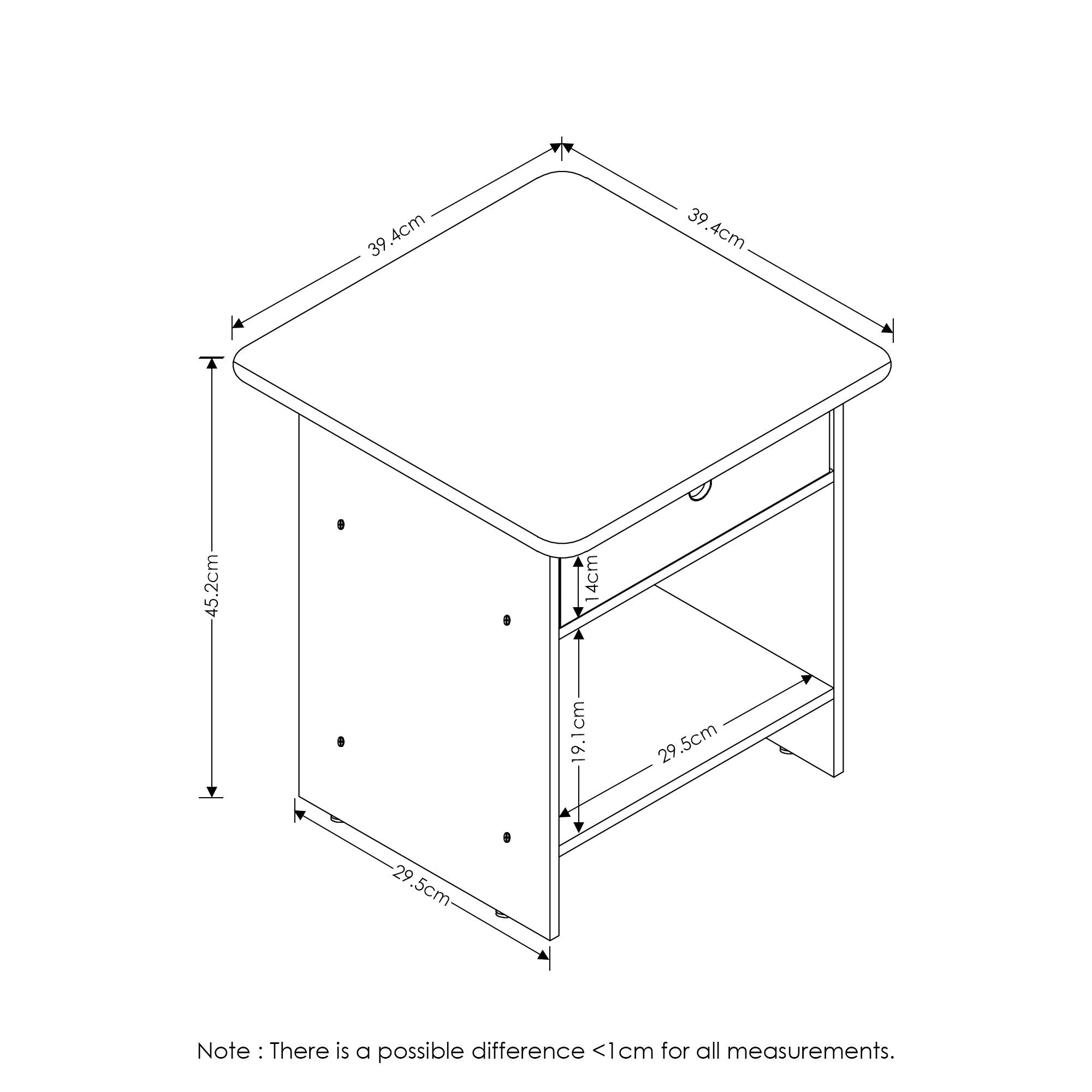 Furinno Dario End Table / Side Table / Night Stand / Bedside Table with Bin Drawer, 2-Pack, Pink/Light Pink