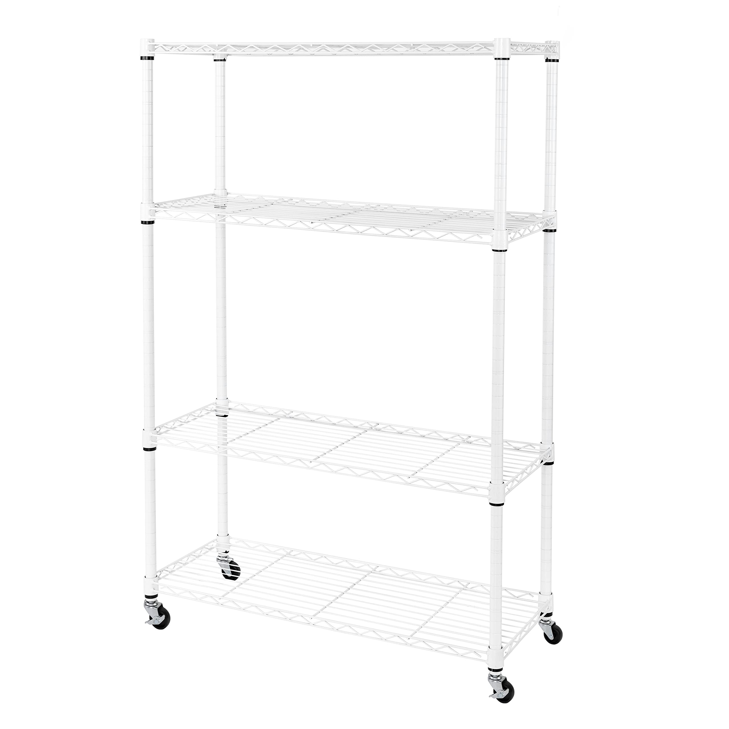 Seville Classics Solid Steel Wire Shelving Storage Unit Adjustable Shelves Organizer Rack, For Home, Kitchen, Office, Garage, Bedroom, Closet, White, 4-Tier, 36' W X 14' D