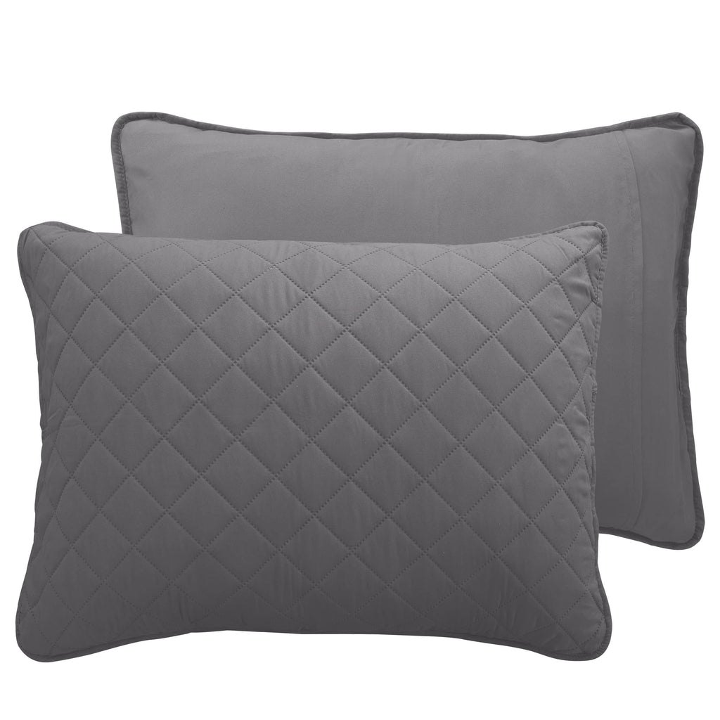 Easy-Going California King Size Reversible Quilt Set With 1 Quilt And 2 Pillow Shams, Soft Bed Quilt Cover, Water Resistant Lightweight Microfiber Bedspread, Stain Resistant, Gray/Light Gray