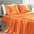 Golal Satin Sheets Full Size - 4 Pieces Luxury Silky Soft Bed Sheets, Wrinkle-Free Burnt Orange Satin Silk Sheet Set With 1 Deep Pocket Fitted Sheet, 1 Flat Sheet, 2 Pillow Cases