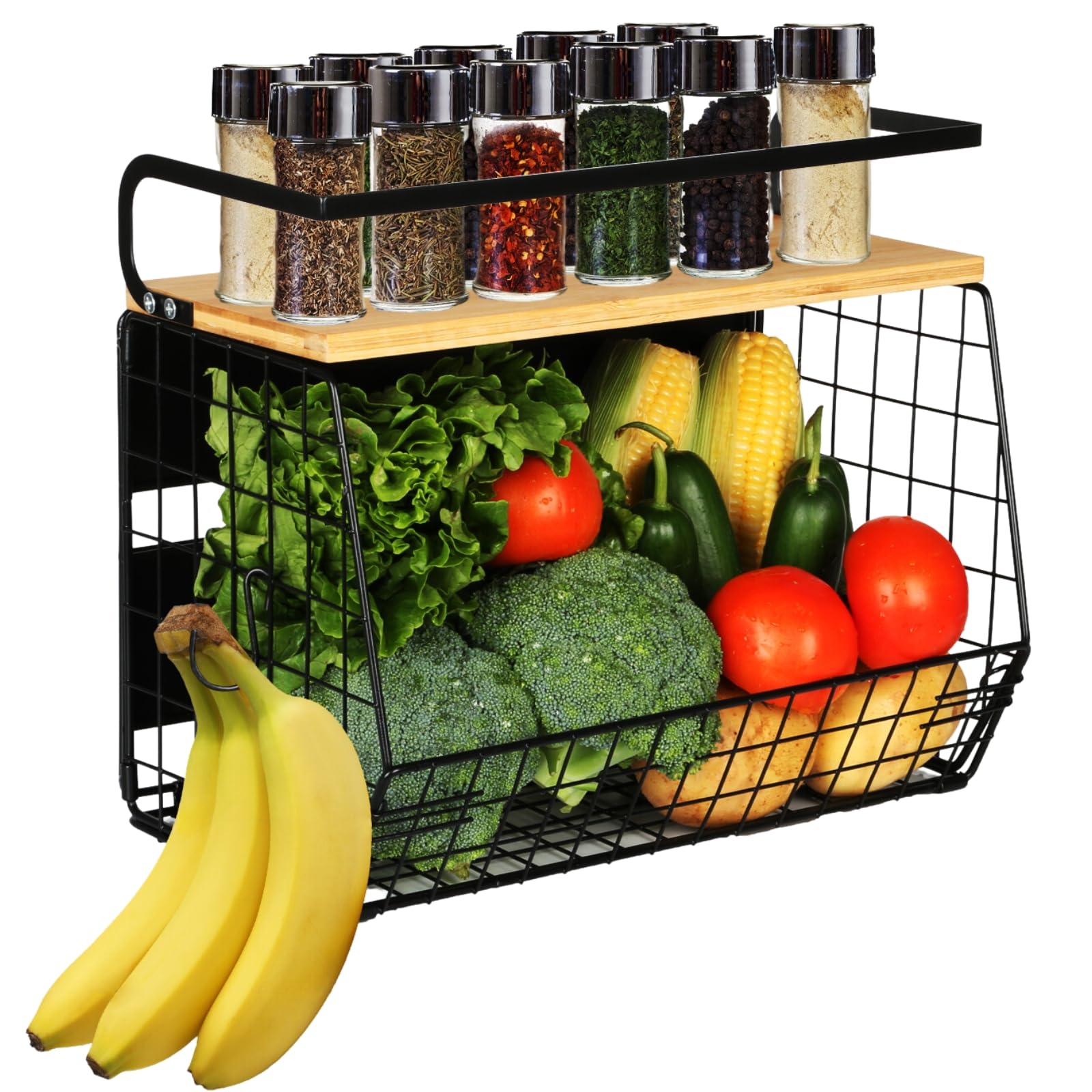 Magnetic Shelf For Fridge With Wood Lid, Fruit Potato And Onion Storage Bins, Pantry Organizers & Storage, Large Container Magne