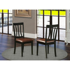 East West Furniture ANC-BLK-LC Antique Dining Room Chairs - Faux Leather Upholstered Wooden Chairs, Set of 2, Black & Cherry