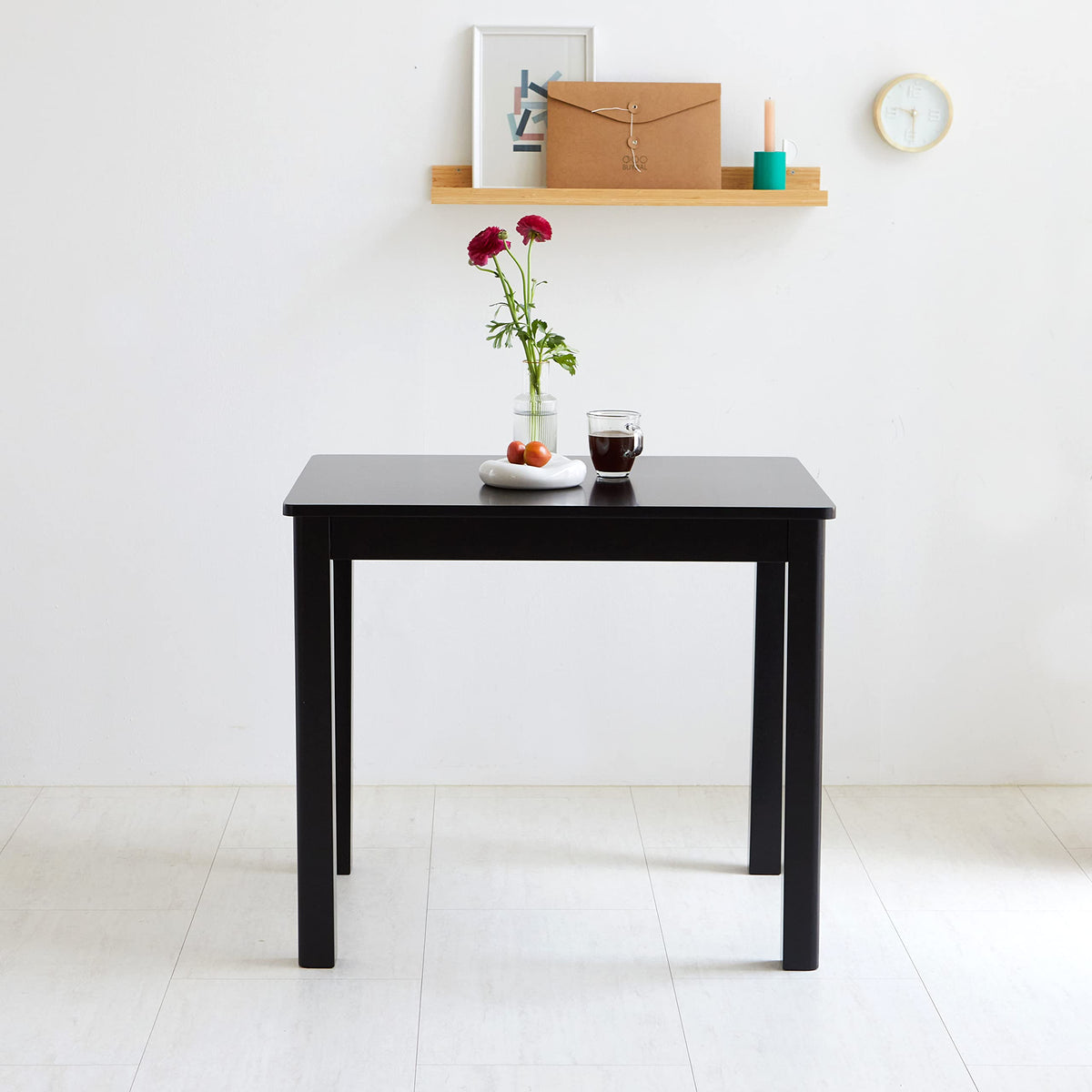 Livinia Cabin 33.5' Wooden Dining Table/Small Rectangular Modern Farmhouse Solid Wood Kitchen Table Desk (Black)