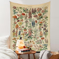 Vintage Flowers Tapestry 48    X 36   , Long Vertical Wall Hanging Reference Illustrative Botanical Tapestry For Bedroom Aesthet