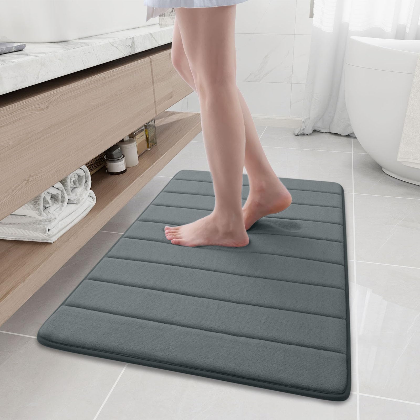 Buganda Memory Foam Bath Mat Rug, 35.4 x 24, Ultra Soft and Non-Slip Bathroom Rugs, Water Absorbent and Machine Washable Bath Ru