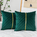 WACOMECO Velvet Throw Pillow Covers, Pack of 2 Soft Gold Decorative Cushion Covers for Couch Sofa Living Room Home Decoration, E