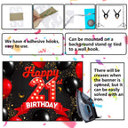Happy 21St Birthday Red And Black Banner Backdrop Decorations Balloons Theme Decor For Girls Women Princess 21 Years Old Birthda