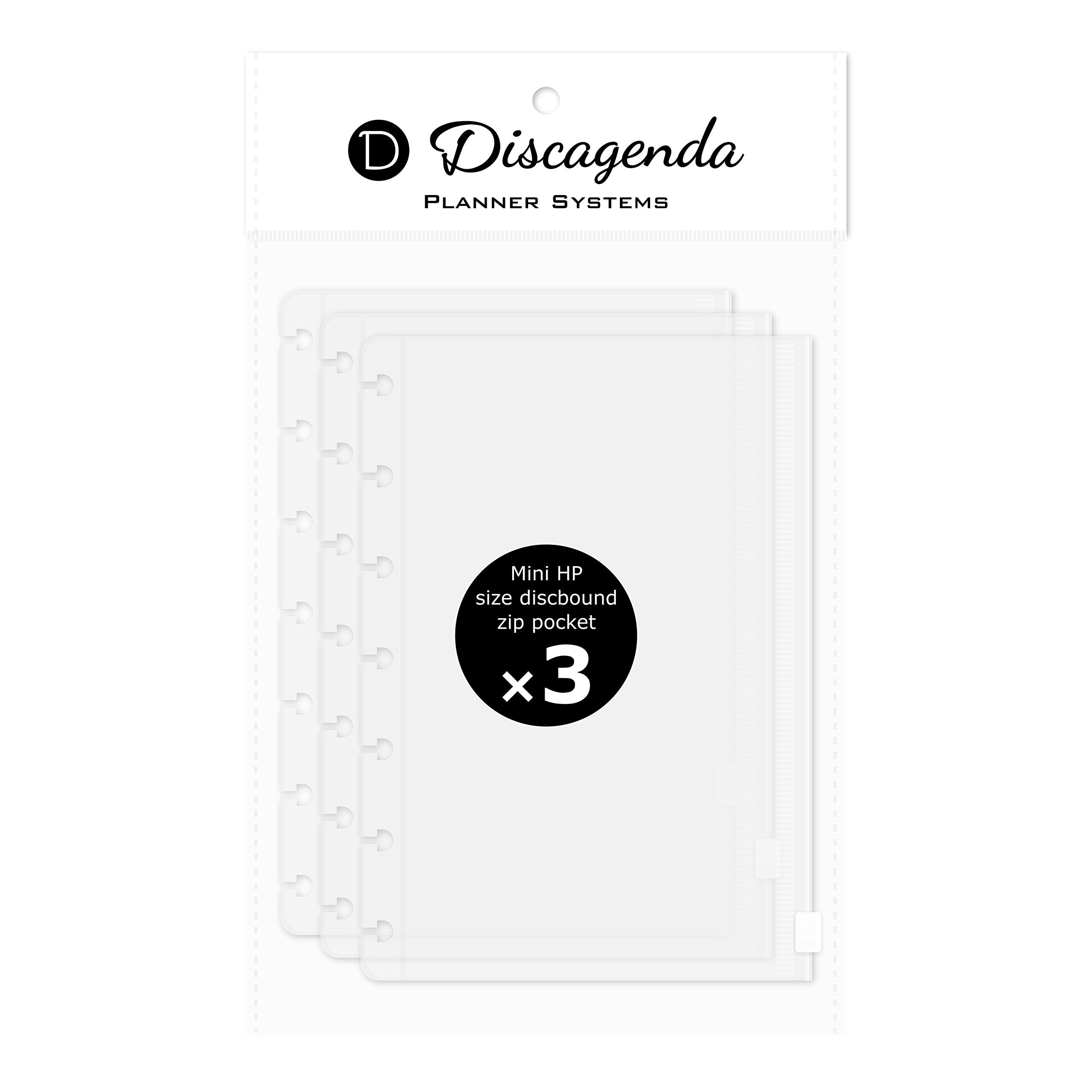 Discagenda Clear Zip Pocket [2Nd Edition] Compatible With Mini Hp (4.6X7In), 3 Pack For Discbound Planner