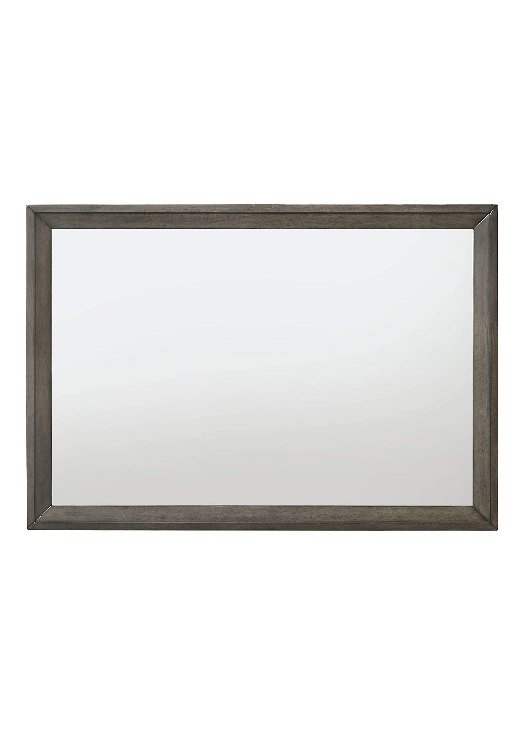 Acme Escher Rectangular Wooden Frame Mirror In Gray Oak