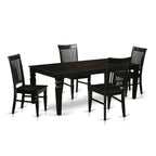 East West Furniture LGWE5-BLK-W 5 Piece Modern Dining Table Set Includes a Rectangle Wooden Table with Butterfly Leaf and 4 Kitchen Dining Chairs, 42x84 Inch, Black