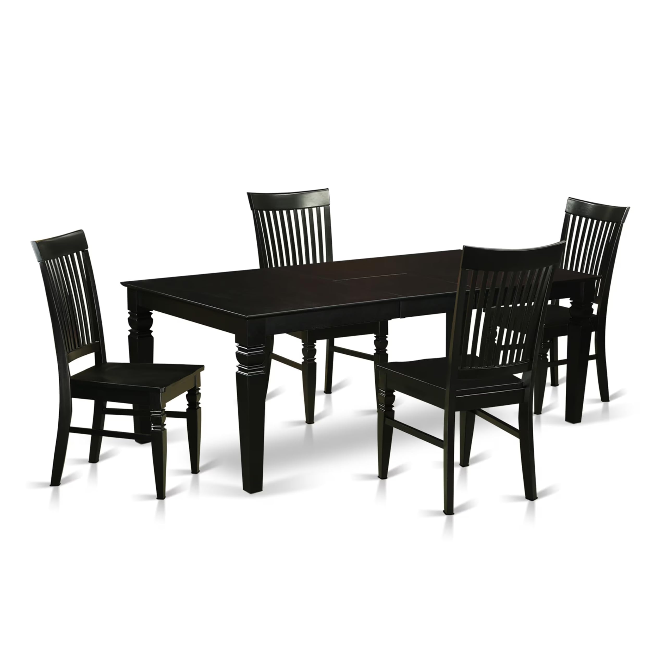 East West Furniture LGWE5-BLK-W 5 Piece Modern Dining Table Set Includes a Rectangle Wooden Table with Butterfly Leaf and 4 Kitchen Dining Chairs, 42x84 Inch, Black