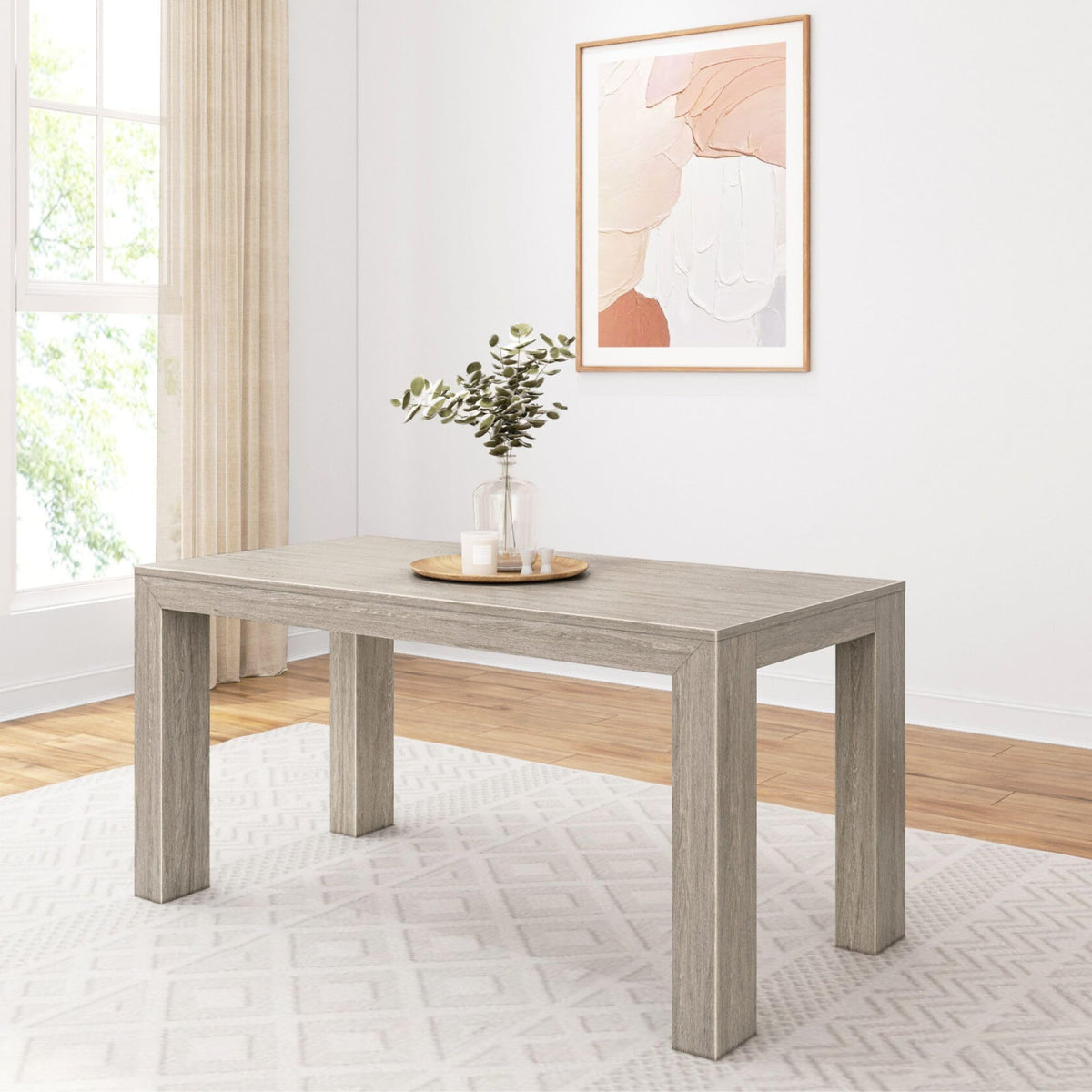 Plank+Beam 60 Inch Dining Table, Solid Wood Kitchen Table, Large Wooden Rectangular Dinner Table For Dining Room, Home Office, L