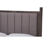 Baxton Studio Natasha Modern and Contemporary Grey Fabric Upholstered and Dark Grey Oak Finished Wood King Size Platform Canopy Bed