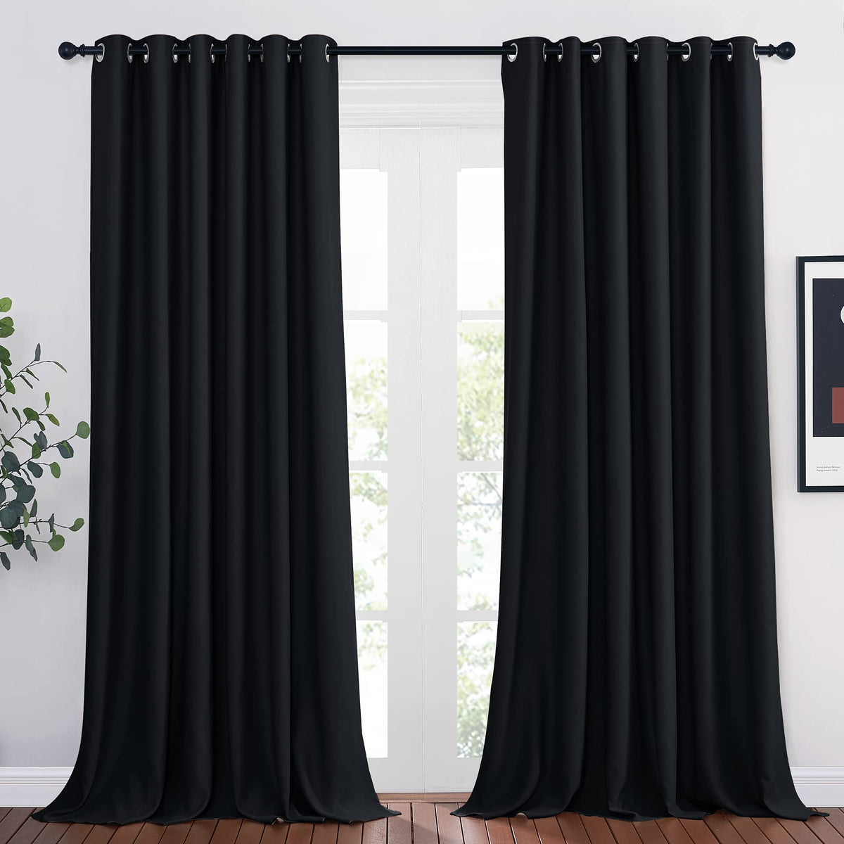 Nicetown Black Out Curtain Panels - Home Decoration Thermal Insulated Solid Grommet Blackout Curtains/Drapes For Hall/Sliding Do