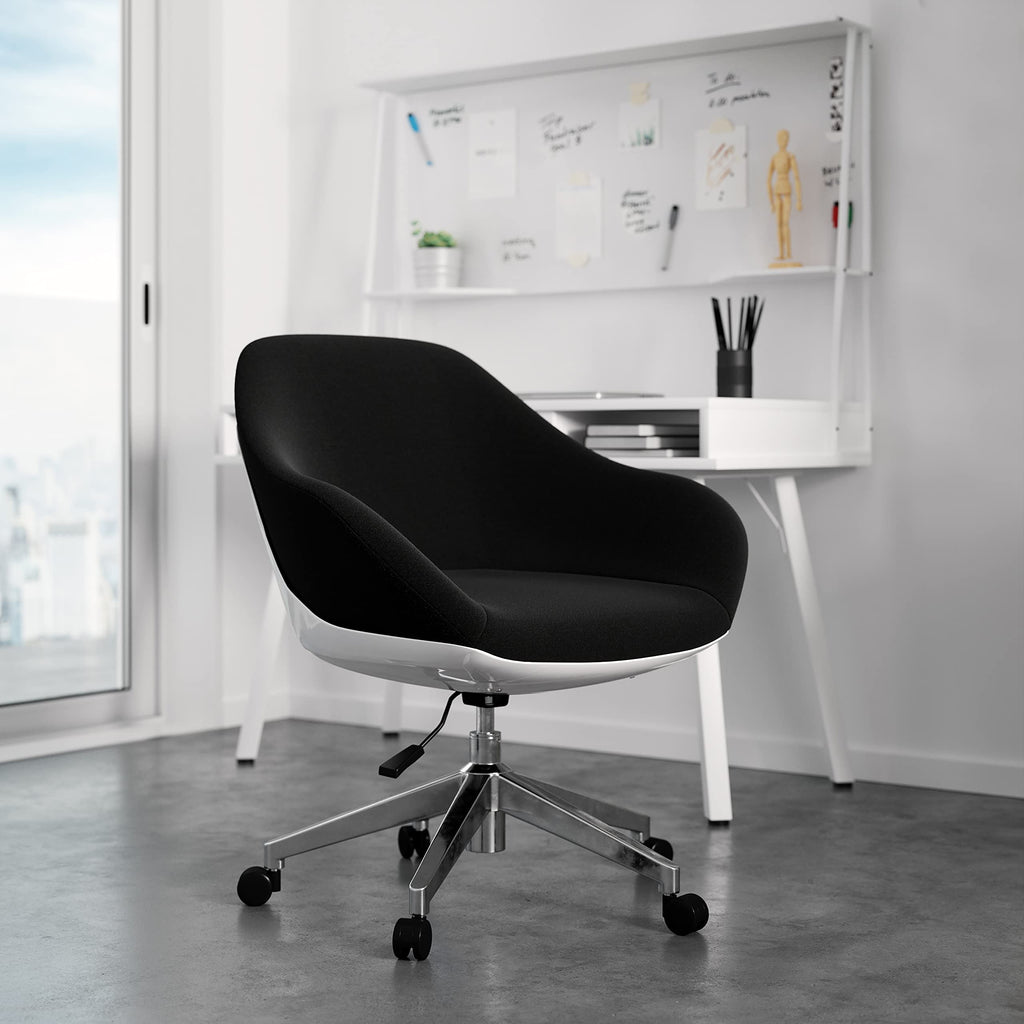 Techni Mobili Upholstered Task Chair with Lumbar Support, Height Adjustable Office Chair with Tilt Control and 360 Degree Swivel