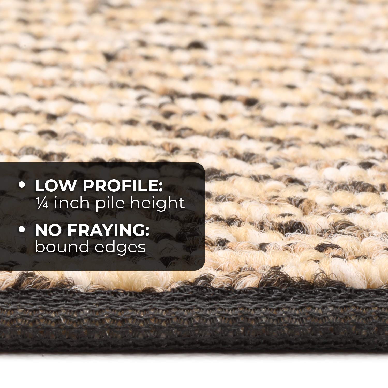 House, Home And More Skid-Resistant Carpet Indoor Area Rug Floor Mat - Black Ripple - 3 Feet X 3 Feet