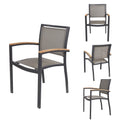 Try & Do Patio Dining Chairs Set Of 4,Outdoor Stackable Dining Chairs With Armrest Textilene Mesh Fabric Aluminum Frame Patio Fu