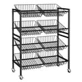 Evermagin 25.2 W Kitchen Storage Cart, 4Tier Snack Cart with Wheels