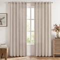 MIULEE Faux Linen Curtains 84 Inch Length 2 Panels Natural Semi Sheer Curtain with Back Tab Rod Pocket, Light Filtering Window P
