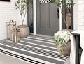 Black And White Outdoor Rug 3'X 5' Front Porch Rug Cotton Hand-Woven Striped Rug Machine Washable Indoor/Outdoor Area Rug Front
