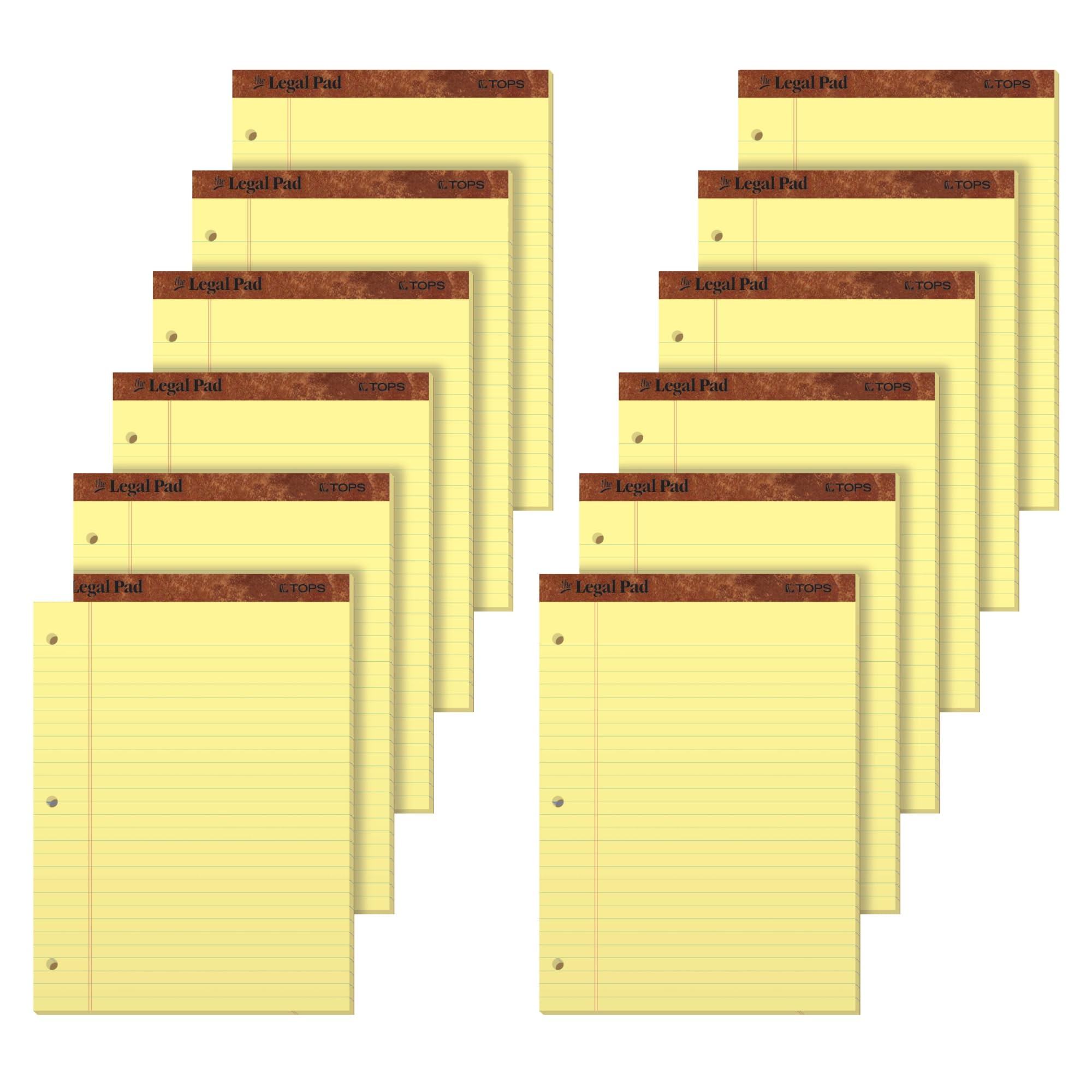 Tops The Legal Pad Writing Pads, 8-1/2' X 11-3/4', Canary Paper, Legal Rule, 50 Sheets, 12 Pack (75351)