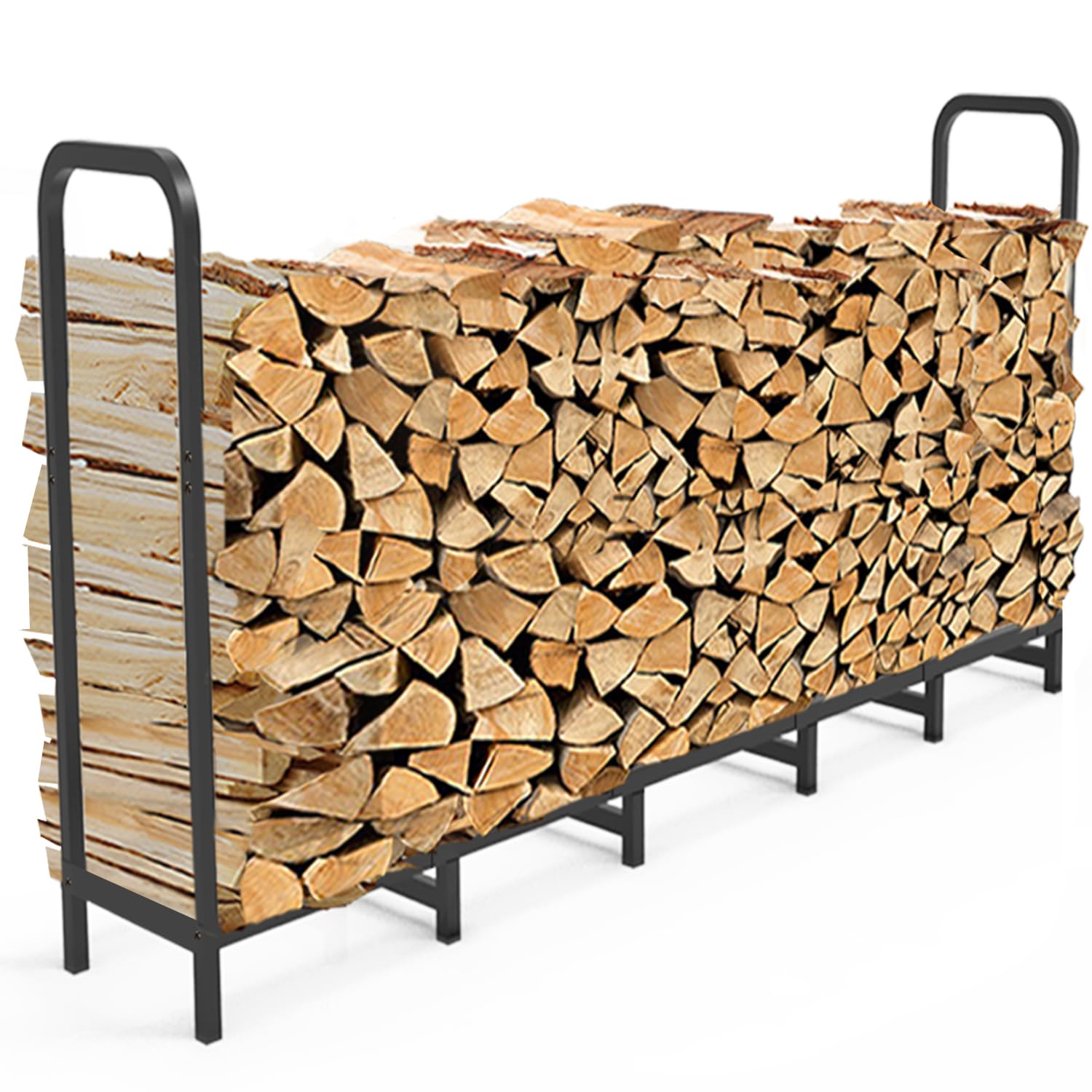 Tikimilor 6.7Ft Firewood Rack Holder, Adjustable Heavy Duty Fire Log Stacker Stand For Fireplace, Outdoor Indoor Metal Wood Pile