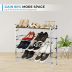 4-Tier Adjustable Expandable Freestanding Shoe Rack with Slide-N-Adjust, Chrome Finish