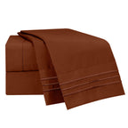 Clara Clark Bed Sheets, Premier 1800 Series 4 Piece Bed Sheet Set, Deep Pocket, Wrinkle, Fade, Stain Resistant, Luxury Soft Bedding Sheets & Pillowcases, Full, Burnt Sienna