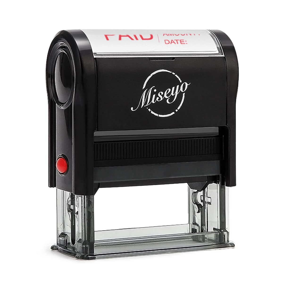 Miseyo Paid Stamp Self Inking With Date, Check Number, Amount - Red Ink