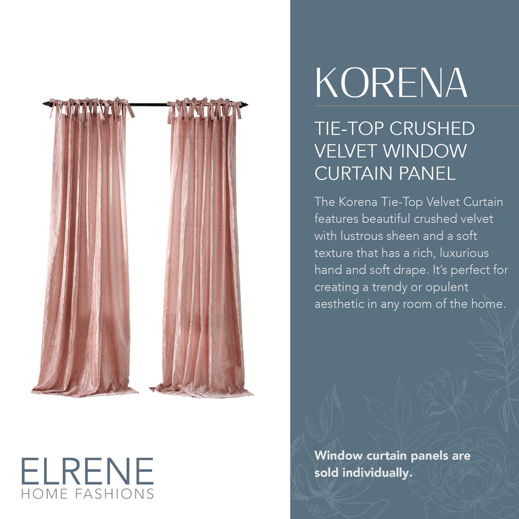 Elrene Home Fashions Korena Tie-Top Crushed Velvet Window Curtain Panel, Rustic-Chic Curtain Panel For Living Room Or Bedroom, 5