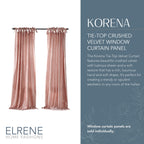 Elrene Home Fashions Korena Tie-Top Crushed Velvet Window Curtain Panel, Rustic-Chic Curtain Panel For Living Room Or Bedroom, 5