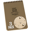 Rite In The Rain Weatherproof Top-Spiral Notebook, 4' X 6', Tan Cover, Universal Pattern, 3 Pack (No. 946T-3)