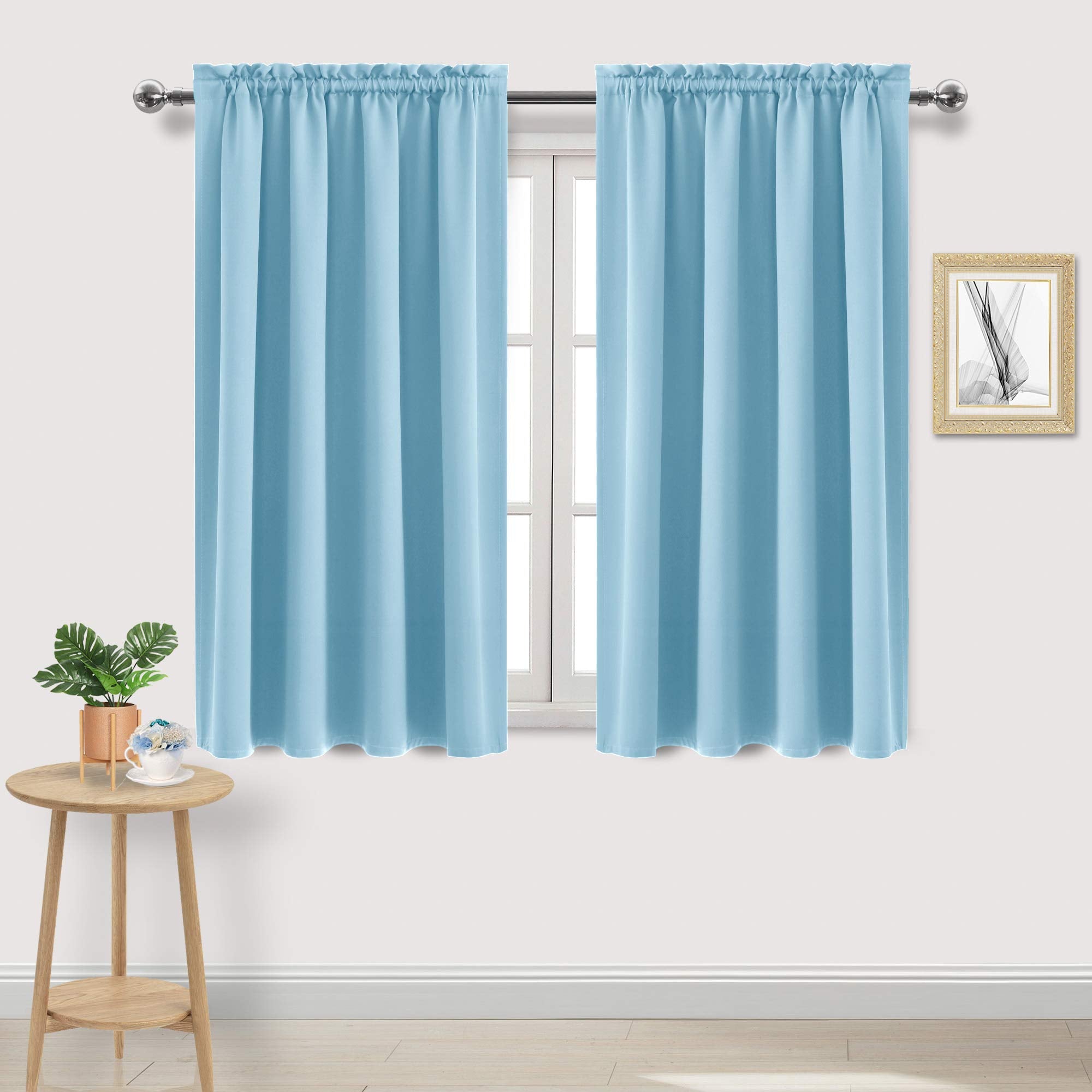 Dwcn Light Blue Room Darkening Blackout Curtains - Thermal Insulated Privacy Energy Saving Window Curtain Drapes 52 X 45 Inch Le