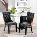 Soarflash Leather Dining Chairs Set Of 2, Tall Back Side Chair, Modern Upholstered Side Chair With Button Back Ring, Solid Wood