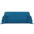 Purefit Geometric Jacquard Throw Sofa Cover - Textured Soft Washable Decorative Couch Covers For 3 Cushion Couch, Throw Cover With Tassels Furniture Protector For Pets, Kids (X-Large, Peacock Blue)