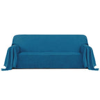 Purefit Geometric Jacquard Throw Sofa Cover - Textured Soft Washable Decorative Couch Covers For 3 Cushion Couch, Throw Cover With Tassels Furniture Protector For Pets, Kids (X-Large, Peacock Blue)