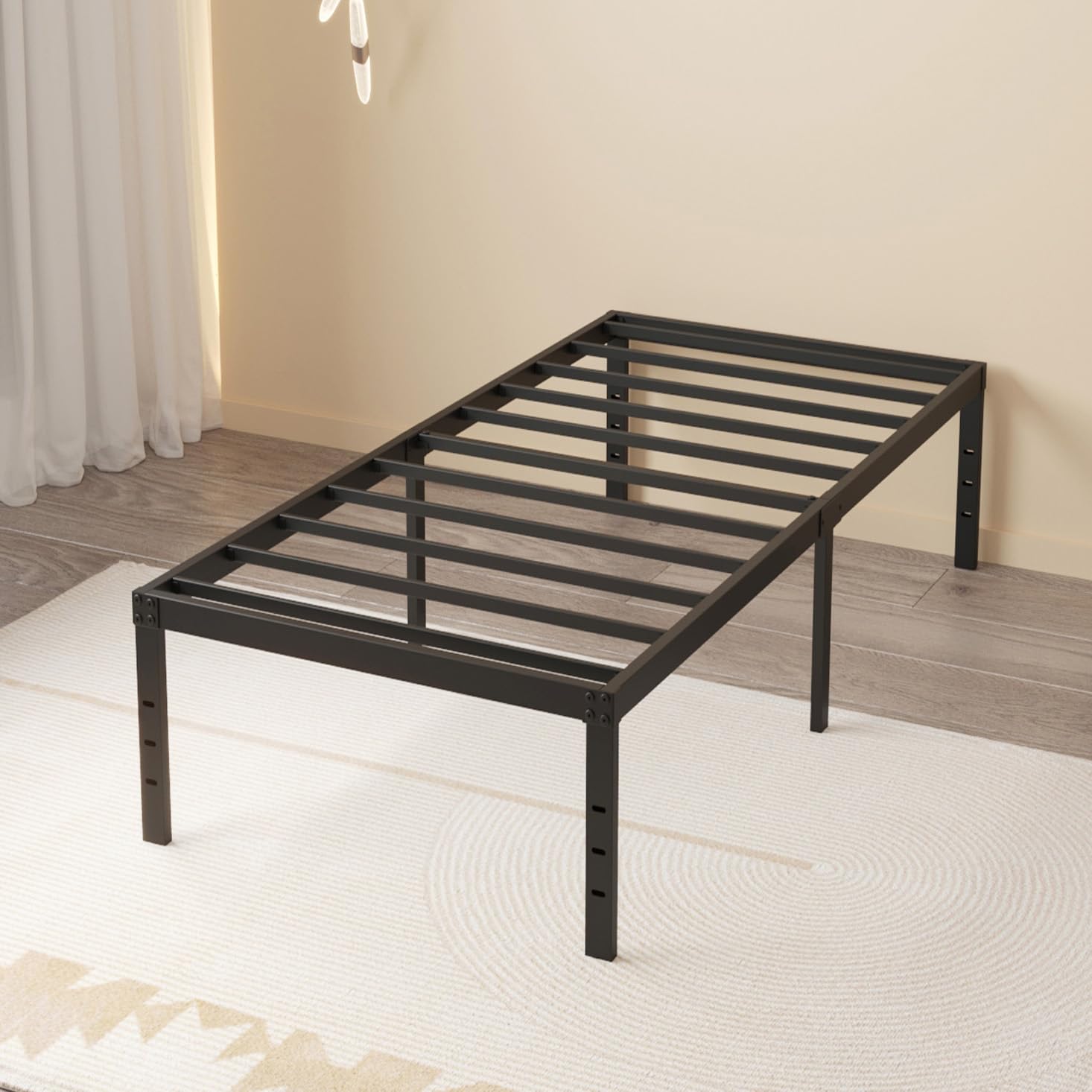 Maenizi 20 Inch Twin Xl Bed Frames, Metal Twin Xl Platform Bed Frame Support Up To 2500 Lbs, No Box Spring Needed, Easy Assembly, Noise Free, Black