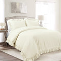 Lush Decor Reyna Ruffle 100% Cotton Duvet Cover Set - 3 Piece Cozy Ruffled Bedding Set - Timeless Elegance And Comfort - King, I