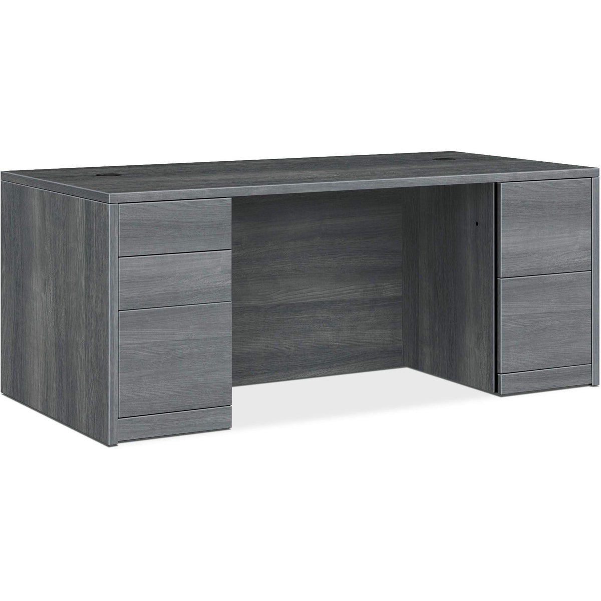 HON 10500 Series Double-Pedestal Desk, Sterling Ash